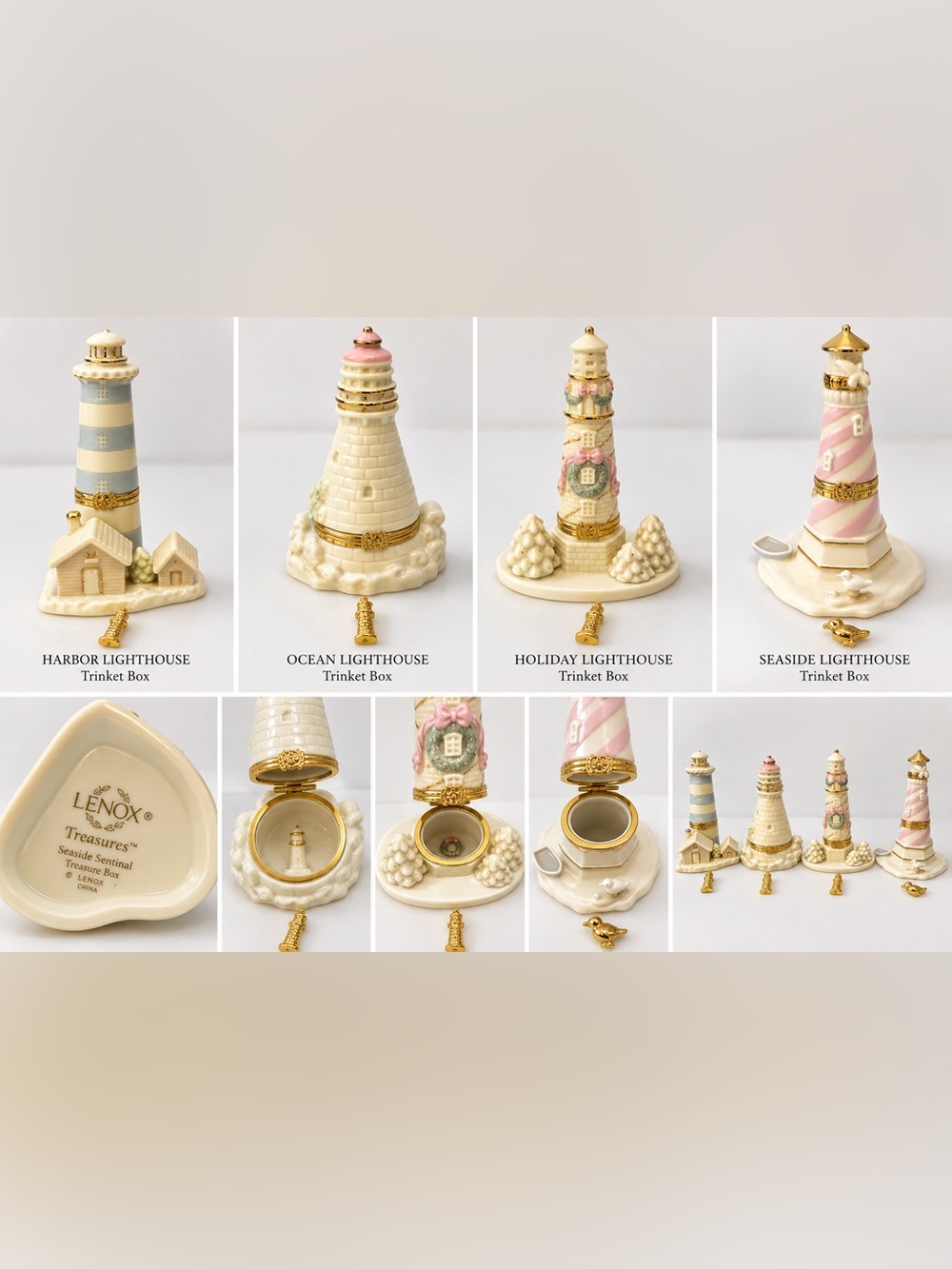 Collectible Lighthouse Lot of 4 with Individual Charms! Adorable find!